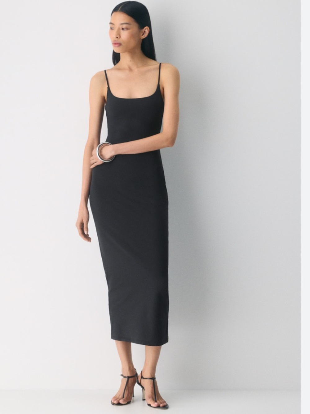 Aritzia Babaton Freddie Midi Maxi Tank Top Minimalist Dress In Black Size L